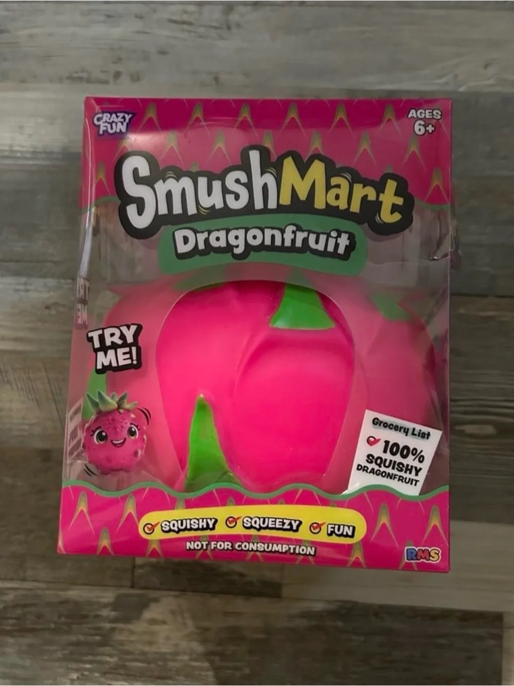 Smush Mart Dragonfruit Squishy Toy - Pink with Green Accents